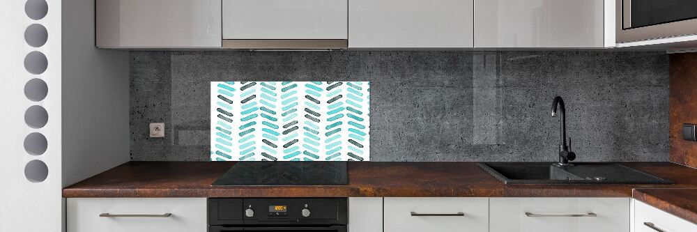 Kitchen wall panels Blue herringbone