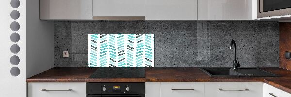 Kitchen wall panels Blue herringbone