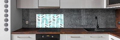 Kitchen wall panels Blue herringbone