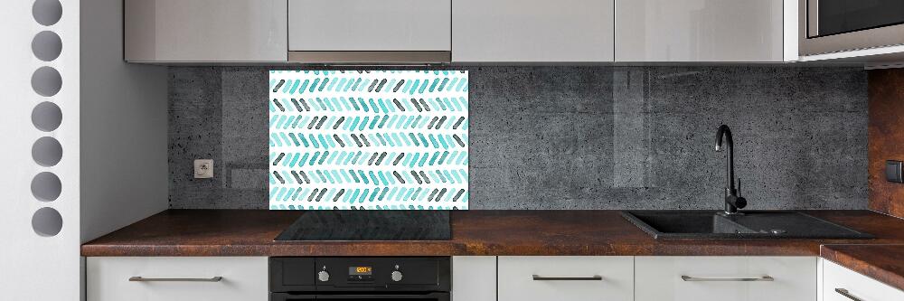 Kitchen wall panels Blue herringbone