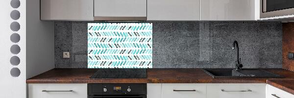 Kitchen wall panels Blue herringbone