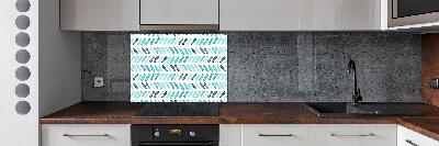 Kitchen wall panels Blue herringbone