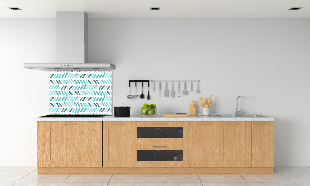 Kitchen wall panels Blue herringbone