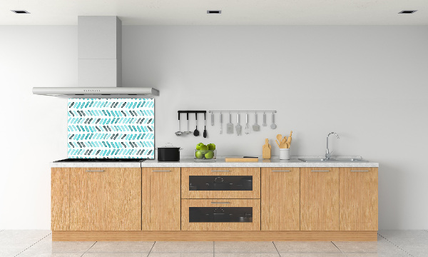 Kitchen wall panels Blue herringbone