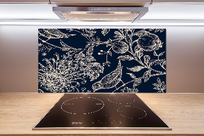 Cooker splashback Flowers and birds