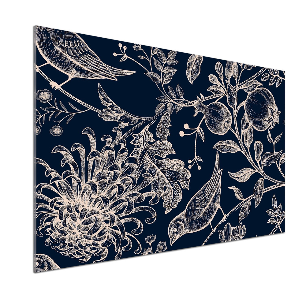 Cooker splashback Flowers and birds