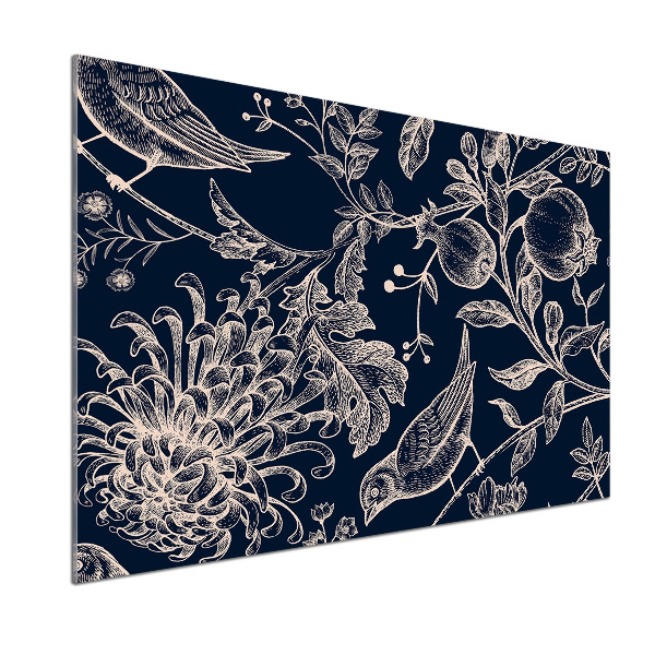 Cooker splashback Flowers and birds