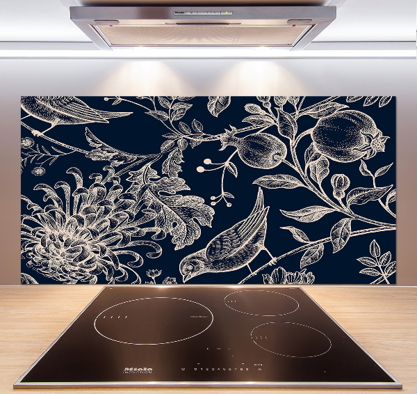 Cooker splashback Flowers and birds