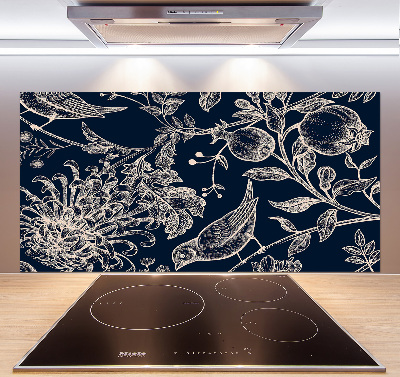 Cooker splashback Flowers and birds