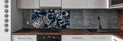 Cooker splashback Flowers and birds