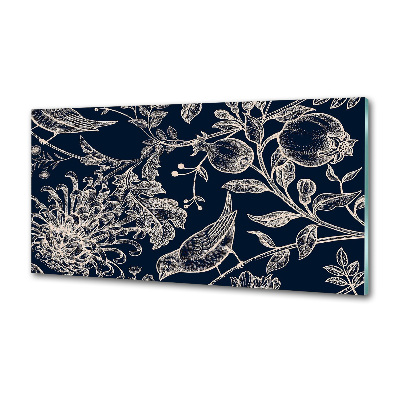 Cooker splashback Flowers and birds