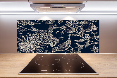 Cooker splashback Flowers and birds