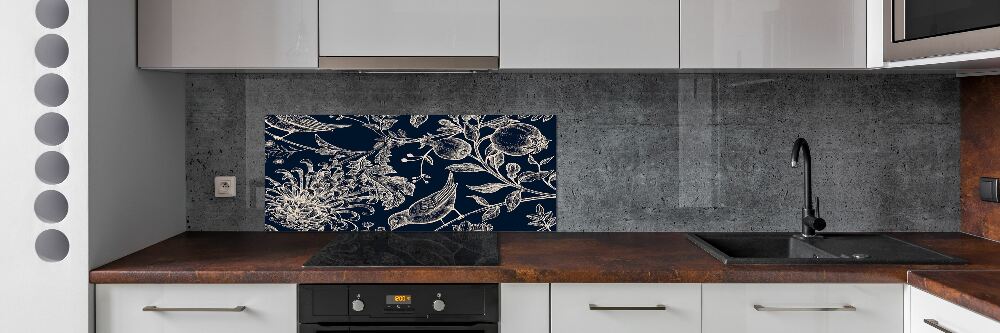 Cooker splashback Flowers and birds