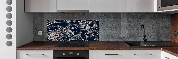 Cooker splashback Flowers and birds