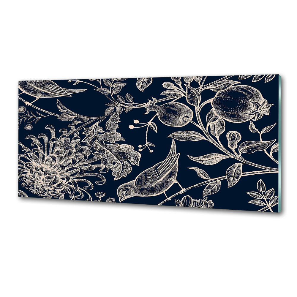 Cooker splashback Flowers and birds