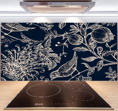 Cooker splashback Flowers and birds