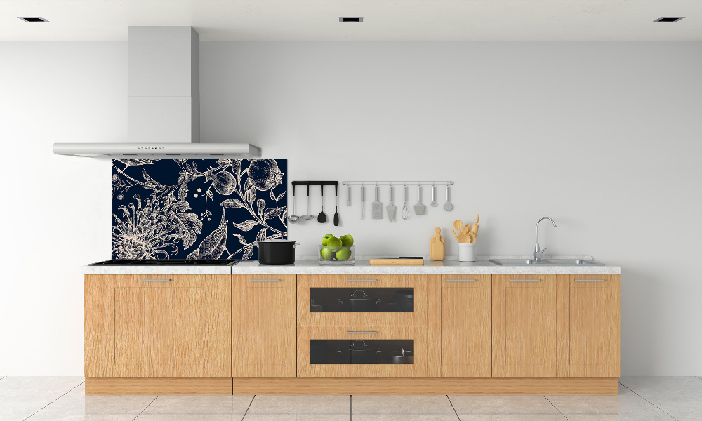 Cooker splashback Flowers and birds