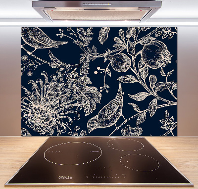 Cooker splashback Flowers and birds