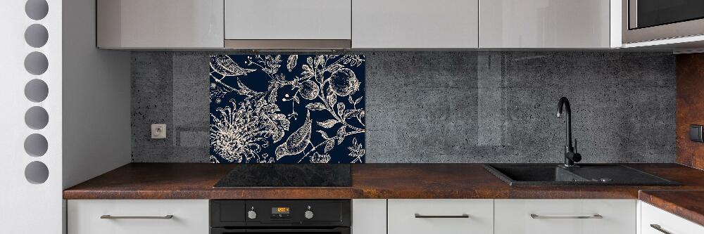 Cooker splashback Flowers and birds