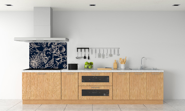 Cooker splashback Flowers and birds