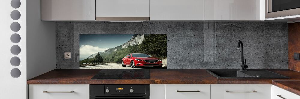 Kitchen splashback Car in the mountains