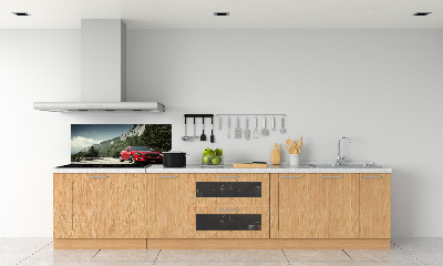 Kitchen splashback Car in the mountains