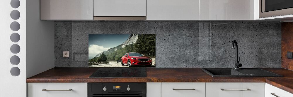 Kitchen splashback Car in the mountains