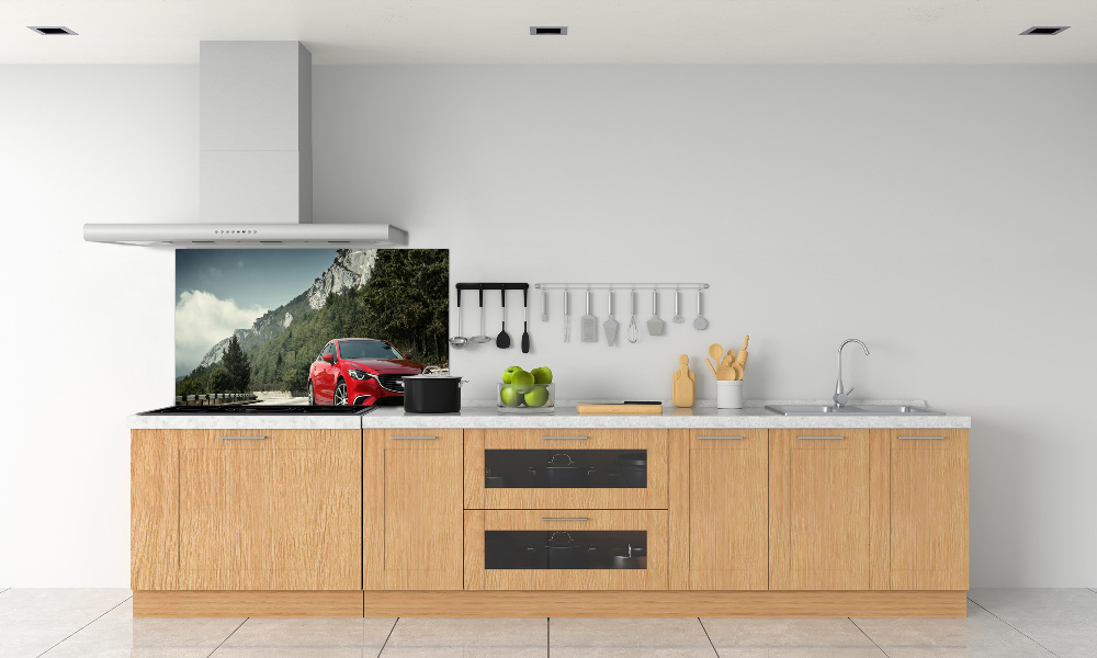 Kitchen splashback Car in the mountains