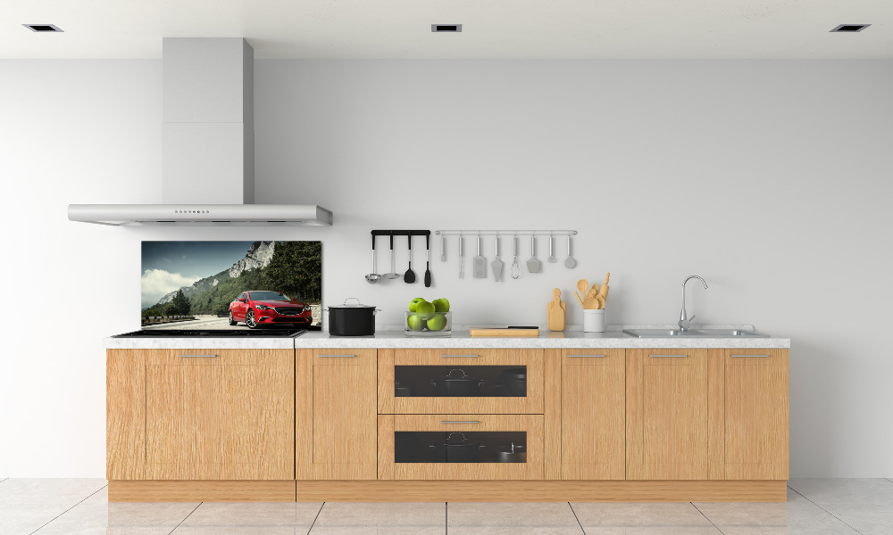 Kitchen splashback Car in the mountains