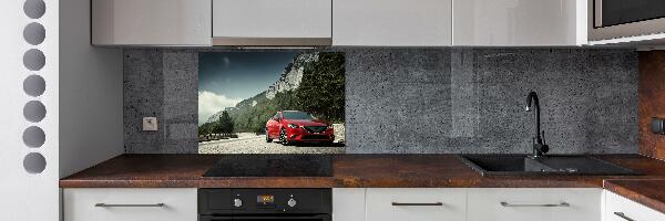 Kitchen splashback Car in the mountains