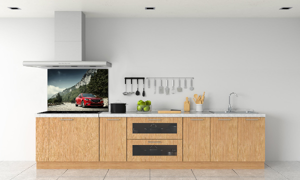 Kitchen splashback Car in the mountains