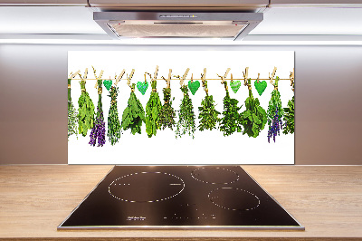 Cooker splashback Herbs on a string