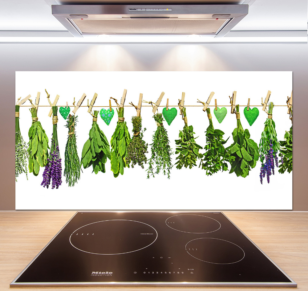 Cooker splashback Herbs on a string