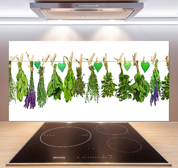 Cooker splashback Herbs on a string