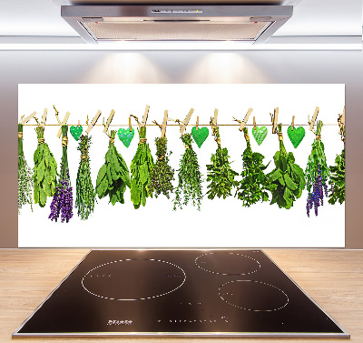 Cooker splashback Herbs on a string