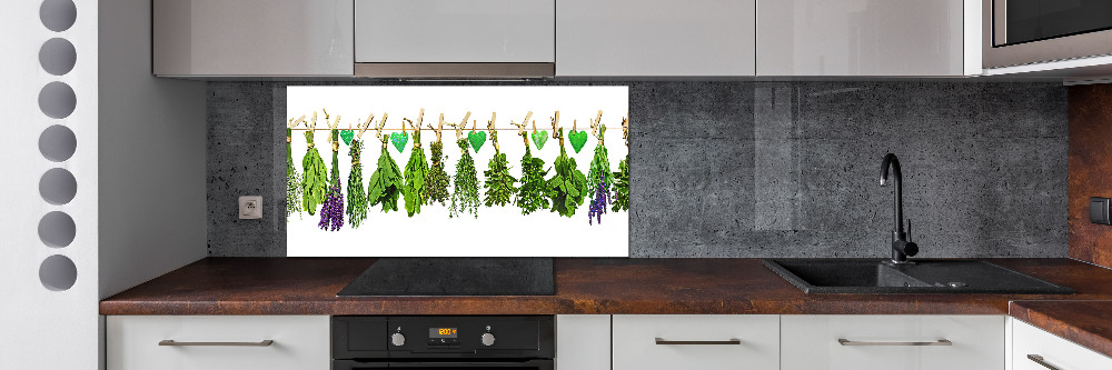 Cooker splashback Herbs on a string