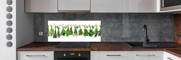 Cooker splashback Herbs on a string