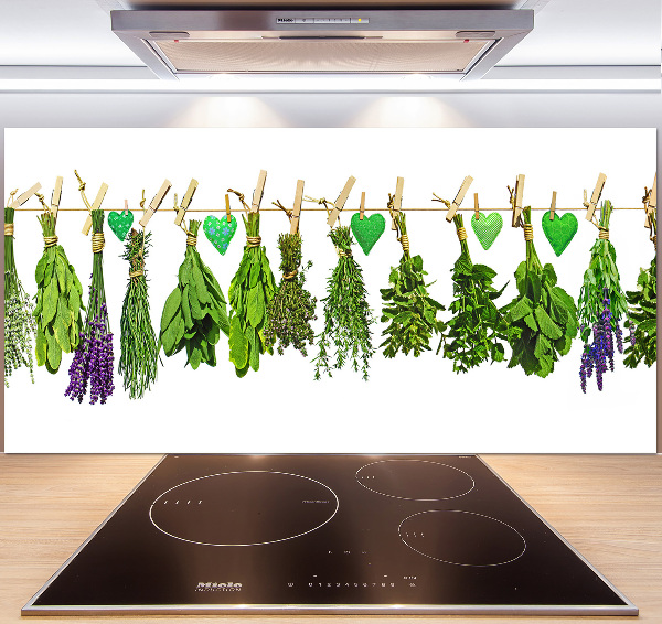 Cooker splashback Herbs on a string