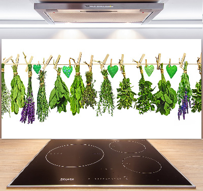 Cooker splashback Herbs on a string