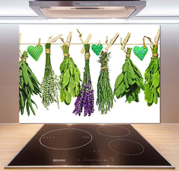 Cooker splashback Herbs on a string