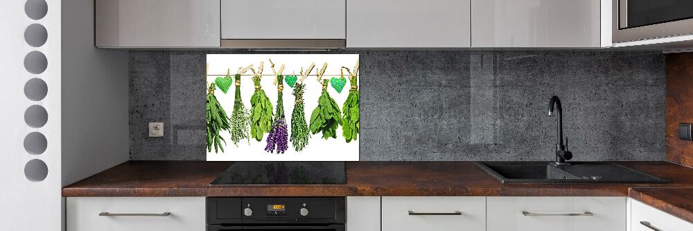 Cooker splashback Herbs on a string