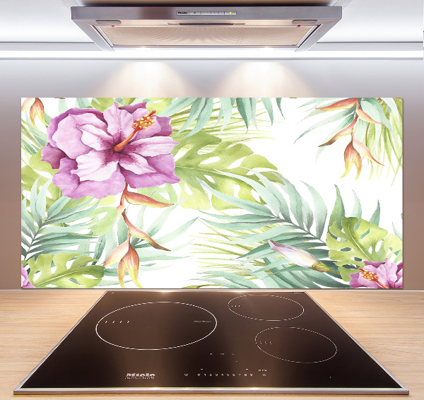 Cooker splashback Hawaiian flowers