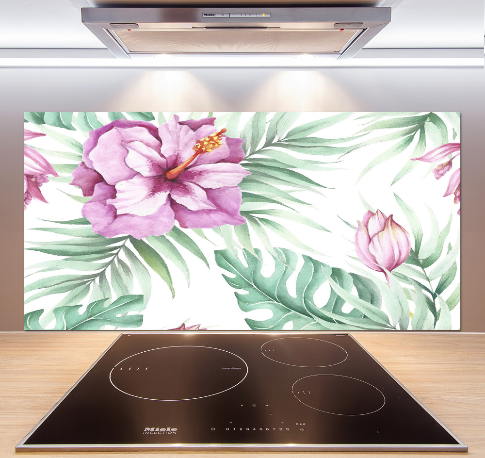 Cooker splashback Hawaiian flowers