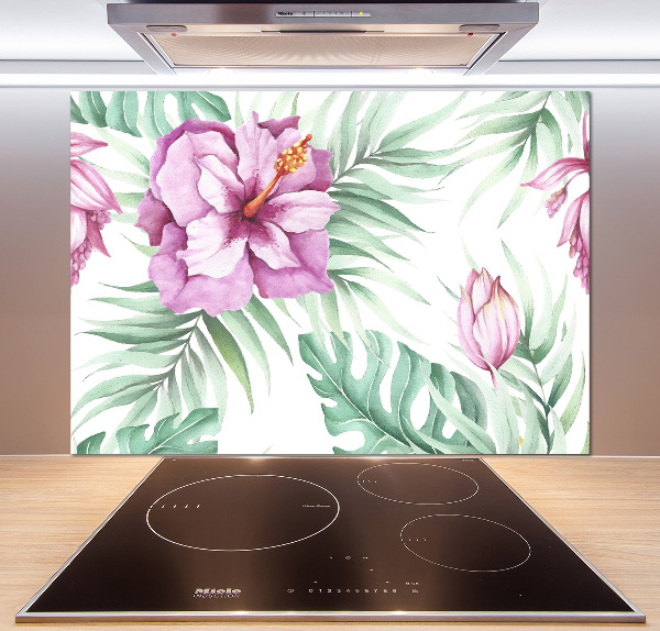 Cooker splashback Hawaiian flowers