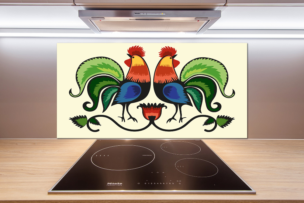 Cooker splashback Roosts folk pattern