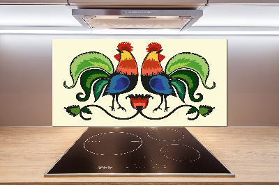 Cooker splashback Roosts folk pattern