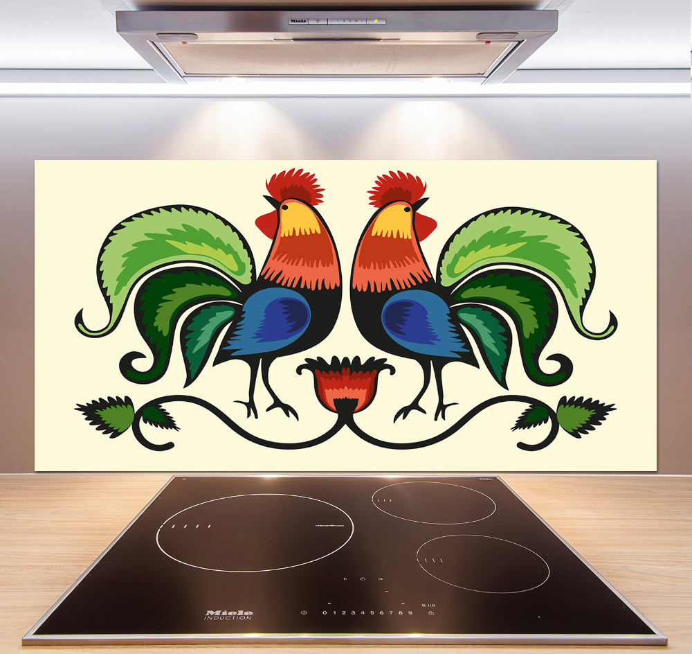 Cooker splashback Roosts folk pattern