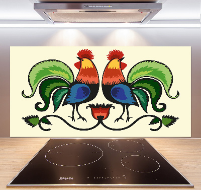 Cooker splashback Roosts folk pattern