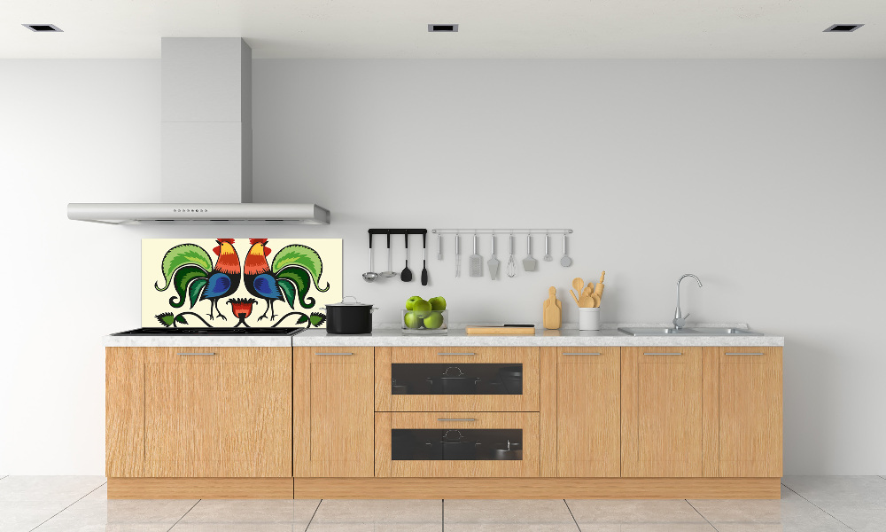 Cooker splashback Roosts folk pattern