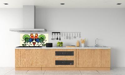 Cooker splashback Roosts folk pattern